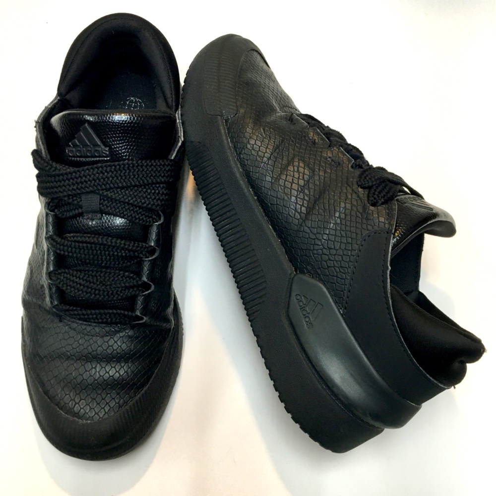 Adidas Leather Thick Sole Sneakers 8 Black Casual Streetwear “End Plastic Waste”